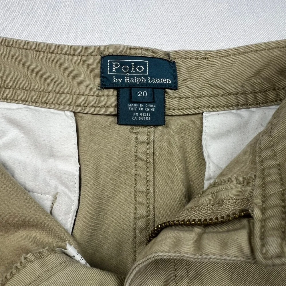 Polo Ralph Lauren Cargo Shorts Classic Chino Beige Cotton Mens Size 20‎